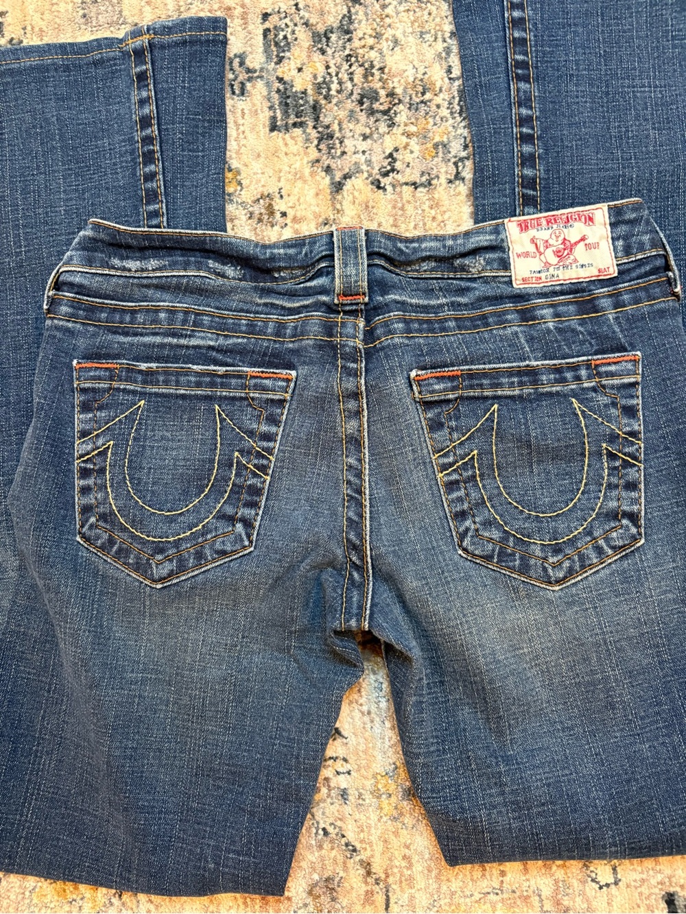 VTG Y2K True Religion Gina Super Boot Cut Jeans Sz 28 Women’s Low Rise Dark Wash